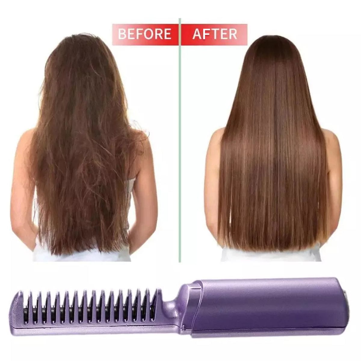 Rechargeable Mini Hair Straightener, Travel Portable USB Charging Cordless Hair Straightener Bursh, Three Temperature Adjustments Flat Iron Comb