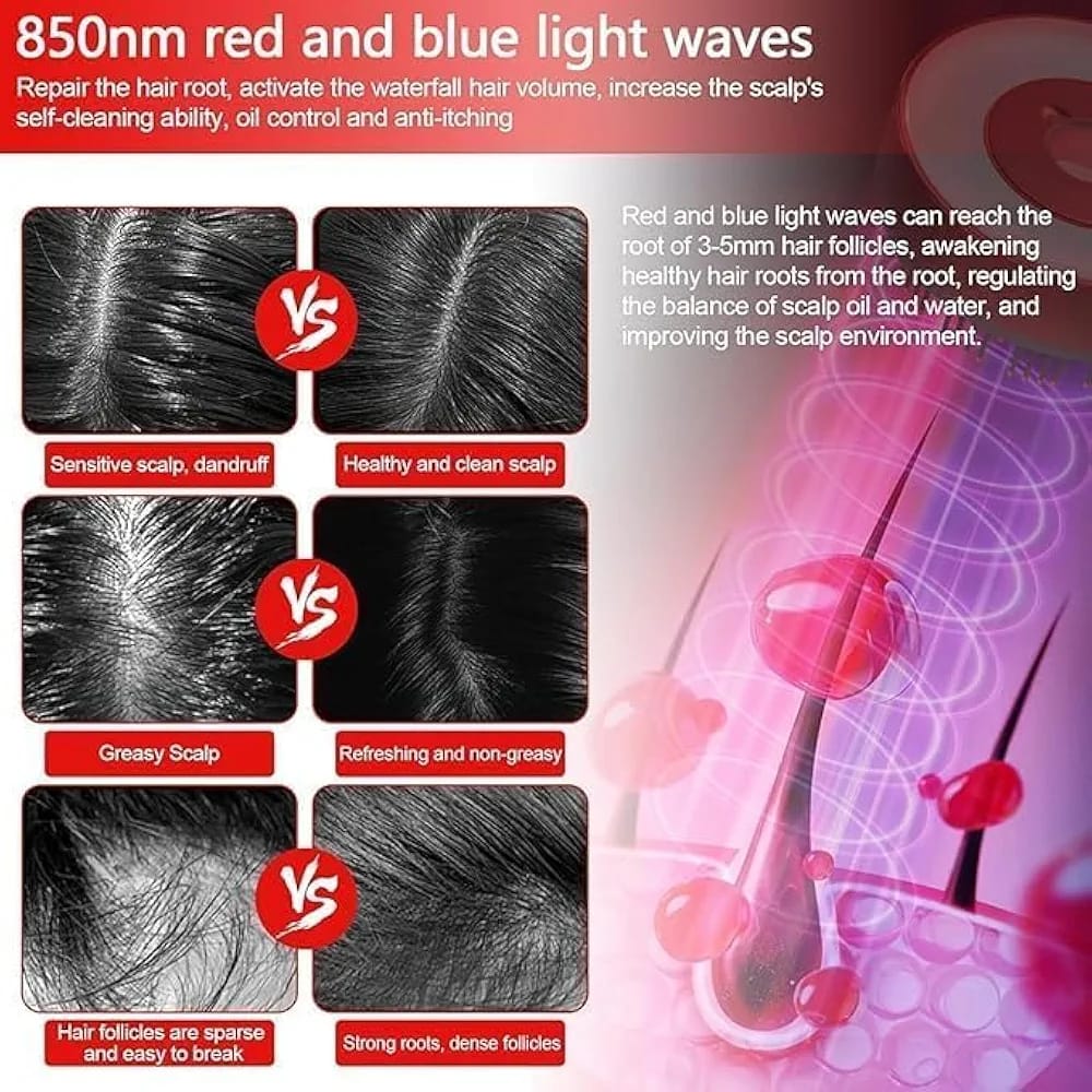 Electric Scalp Massaging Comb with Oil Dispenser & Red Light Therapy