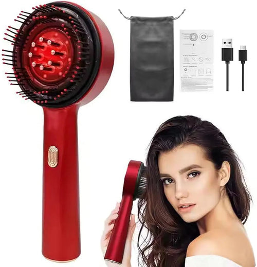 Electric Scalp Massaging Comb with Oil Dispenser & Red Light Therapy